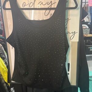Super Sparkly Stretchy Ribbed Black Tank Top